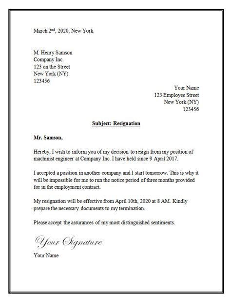 resignation letter template resignation letter