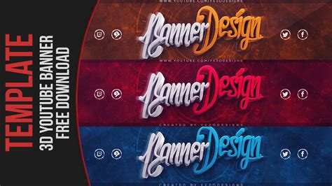 Cool 3d Youtube Banner Template Fezodesigns Free