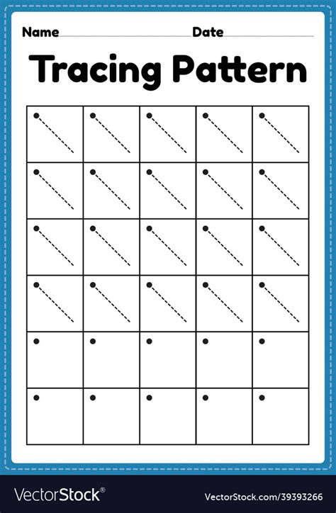 Tracing Pattern Left Slanting Lines Worksheet Vector Image