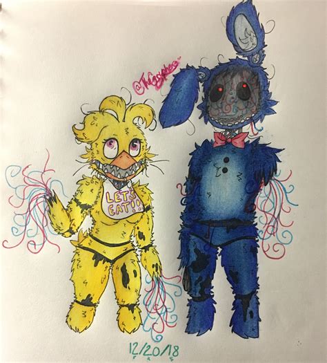 Withered Bonnie And Withered Chica 🐰🐤 Fnaf Drawings Fnaf Art Happy