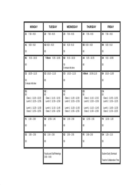 School Schedule 11 Examples Format Pdf Examples