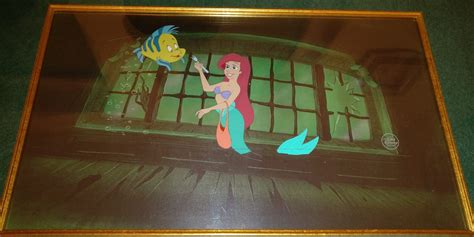 Disney Little Mermaid Flounder Prouduction Cel Animation Drawing