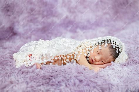 Premium Photo Newborn Cute Baby Infant On Wool Shag Rug Background
