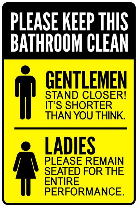 Laminated Please Keep This Bathroom Clean Black Yellow Funny Warning Sign Poster Dry Erase Sign