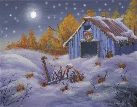 Merry Christmas You Old Barn And Farm Implement Painting By Jerry Mcelroy