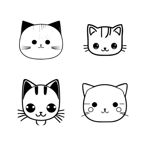 Adorable Feline Friends This Cute Anime Cat Head Collection Set