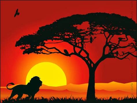 Backdrop Lion King Sunset Silhouette Silhouette Painting Animal