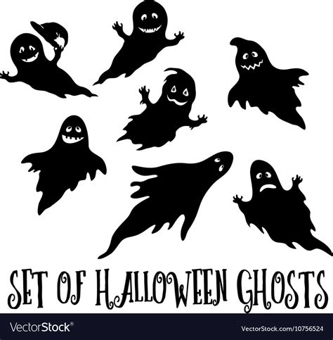 Halloween Ghosts Silhouettes Royalty Free Vector Image