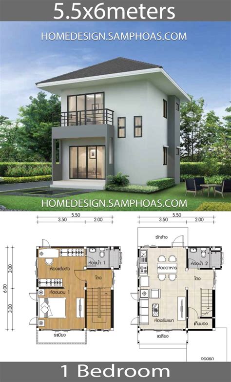 Small House Plans 55x6m With 1 Bedroom Home Ideas