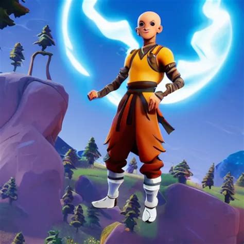 Aang In Fortnite Character Render Full Body Shot Stable Diffusion