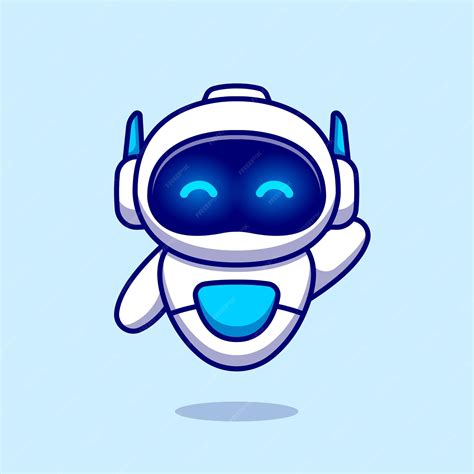 Premium Vector Cute Robot Waving Hand Cartoon Illustration