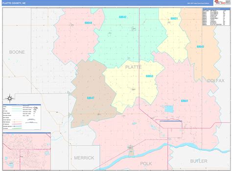 Platte County Ne Wall Map Color Cast Style By Marketmaps