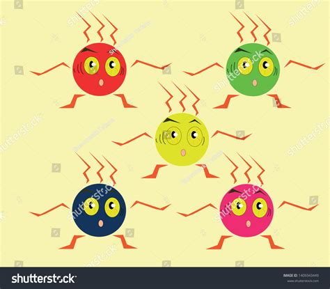 Handdrawn Multicolored Emotions Angry Smilie Lightning Stock Vector Royalty Free