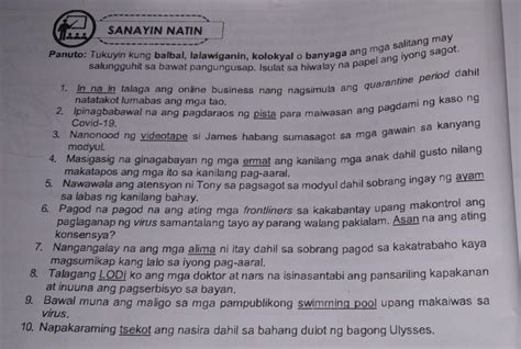 Panuto Hanapin Ang Mga Salitang Balbal Na Ginamit Sa Bawat Pangungusap