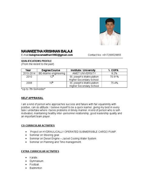 Check out real resumes from actual people. Curriculum Vita Cv Format For Seaman - BEST RESUME EXAMPLES