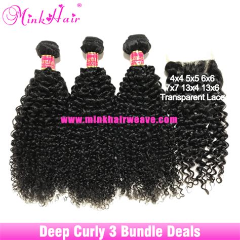 Best Deep Curly Mink Brazilian Hair Bundles With Closure Lace Closure