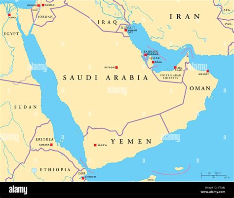 Arabia Peninsula Arabian Yemen Map Atlas Map Of The World Stock