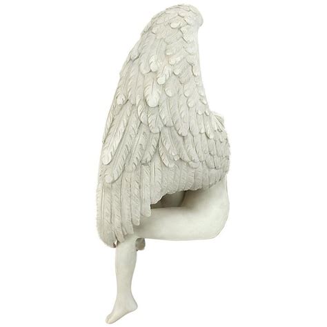 Long Winged Sitting Anguished Angel Statue Design Toscano