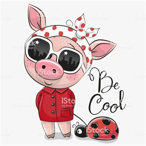 Cool Cartoon Cute Pig With Sun Glasses Cute Pigs Pig Illustration