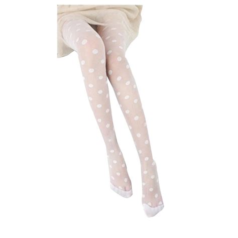 Mypf New Fashion White Sheer Polka Dots Stockings Tights One Size In