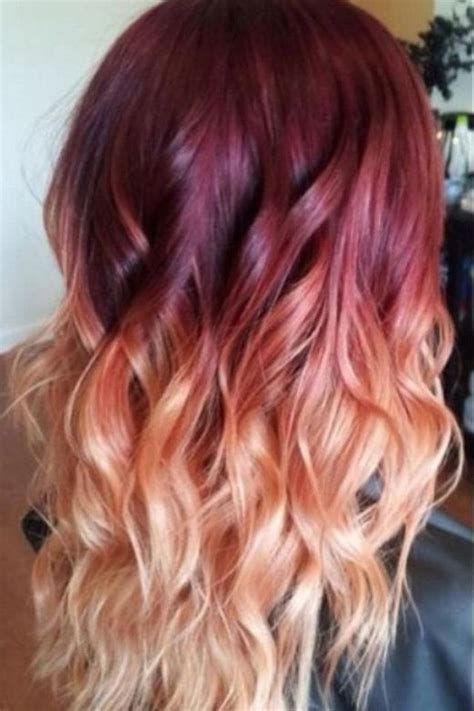 Red To Blonde Ombre Hair With Waves Ombre Hair Blonde Red Ombre Hair