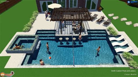 An Artists Rendering Of A Pool With People In It