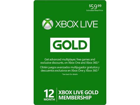 Newegg Microsoft Xbox Live 12 Month Gold Membership Card 3499