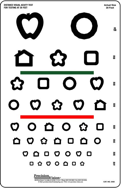 8 Line Patti Pics Color Test Visual Acuity Chart Precision Vision