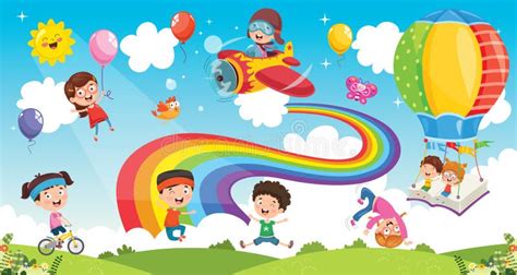 Vector Illustration Of Rainbow Children Stock Vector Illustration Of