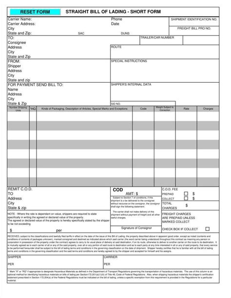 Bill Of Lading Templates 24 Free Xlsx Pdf And Docs Formats Samples