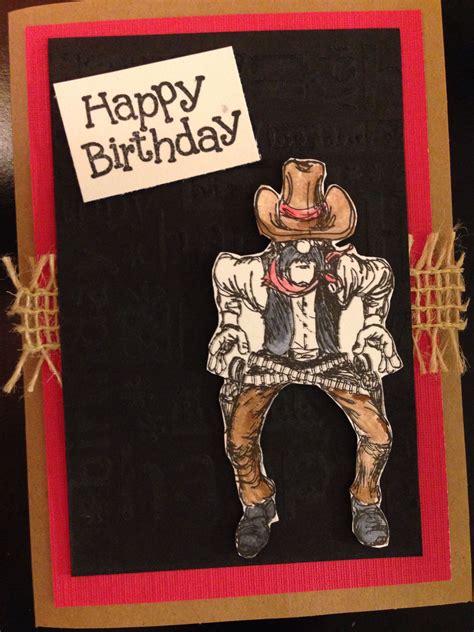 Cowboy Stamped Happy Birthday Embossing Folder Birthday Card For A Guy