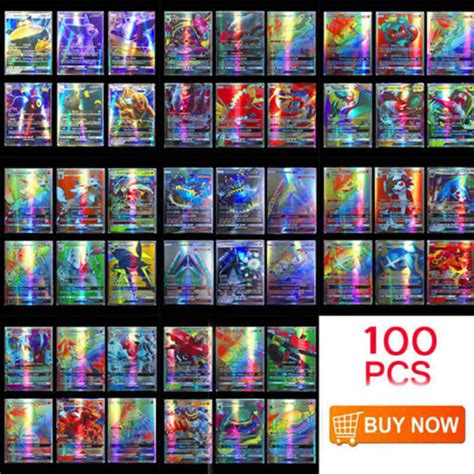 100pcs Pokemon Cards 95 Gx 5 Mega Holo Trading Flash Card Game Bundle