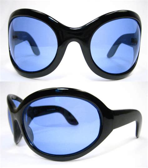 Big Gothic Goth Industrial Bug Eye Bugeye Bono Wrap Sunglasses Blue Ebay
