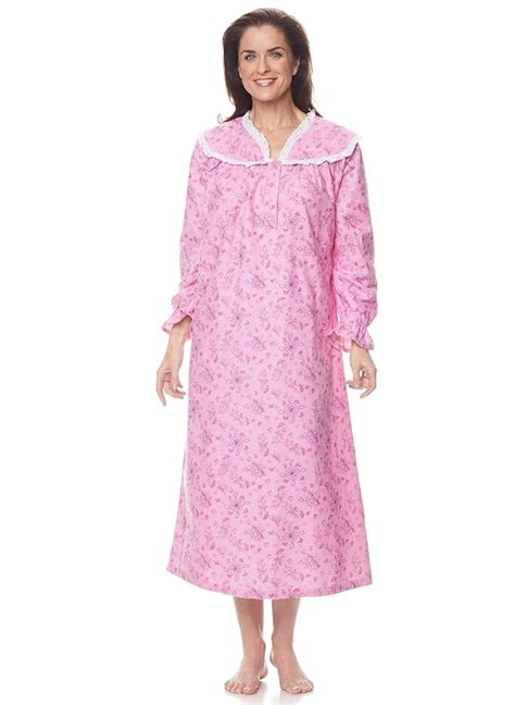 Buy Amerimark Womens Flannel Long Nightgown Weyelet Lace Trim