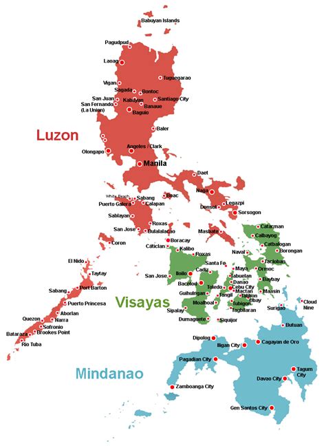 Map Of The Philippines Showing Main Cities And Towns
