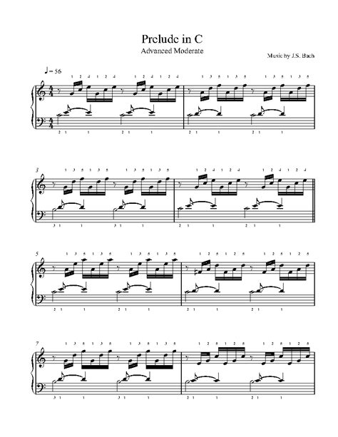 Prelude In C By Js Bach Sheet Music And Lesson Advanced Level
