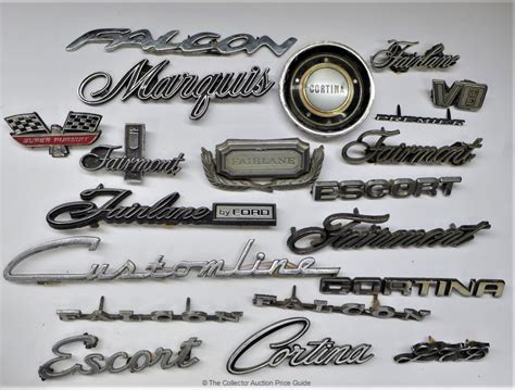 20 X Vintage Ford Car Badges Incl Super Perdsuit Customline Marquis Etc