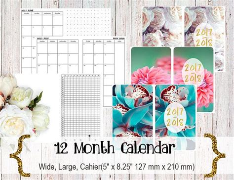 12 Month Dated Calendar On 2 Pages Monday Start Printable 12 Month