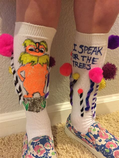 Crazy Sock Day During Dr Seuss Week I Speak For The Trees The Lorax