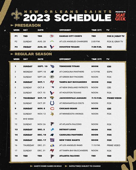 New Orleans Saints On Twitter The 2023 New Orleans Saints Schedule ⚜