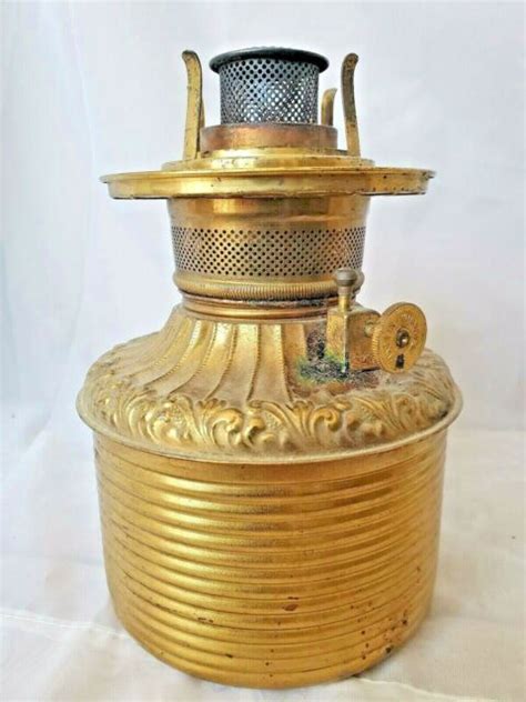 Antique Brass Central Draft Drop In Font Kerosene Oil Lamp P A ROYAL Burner EBay