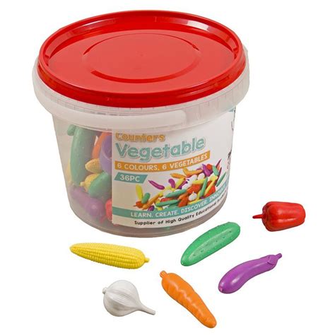 Counters Vegetable 36pc In Tub With Tweezer6 Vegs 6 Colour