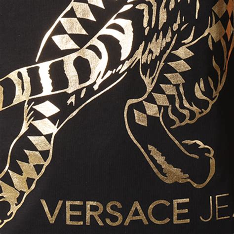 Versace Jeans Couture Tee Shirt Print Tiger Foil Noir Doré