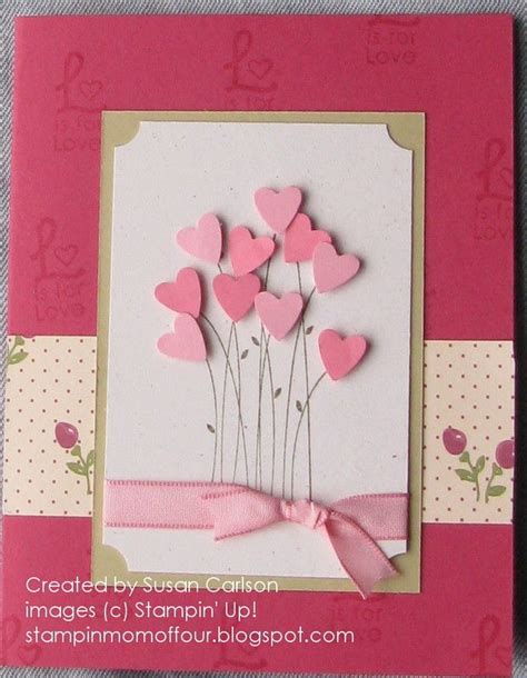 Pink Hearts Bouquet Card Valentines Card Design Valentines Day Cards