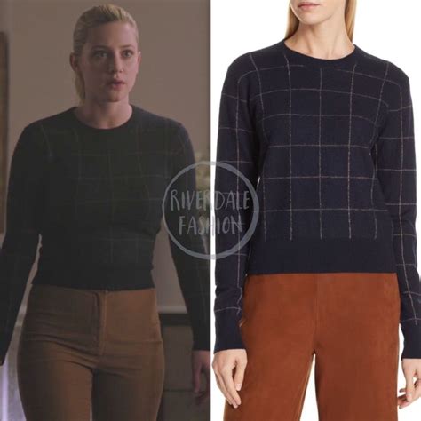 Betty Cooper Wears The Vince Windowpane Check Cashmere Sweater Sold