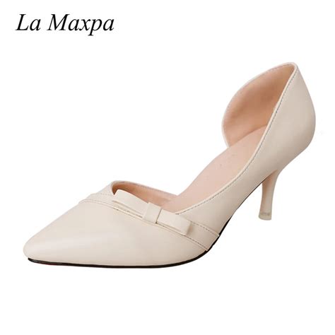 la maxpa women pumps 2018 fashion delicate sweet bowknot shoes woman pointed toe high heels