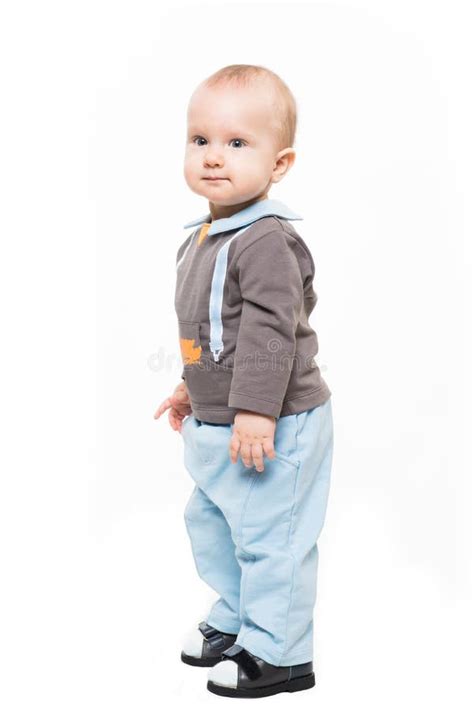 Baby Boy Standing Isolated On White Backgroung Stock Photo Image Of