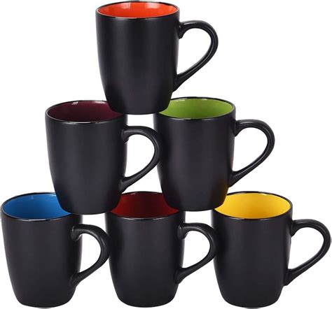 Set Of 6 Modern Style Ceramic Coffee Mugs Verifiedsupply
