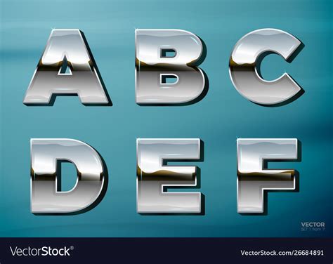 Chrome Letters With Landscape Relection Royalty Free Vector