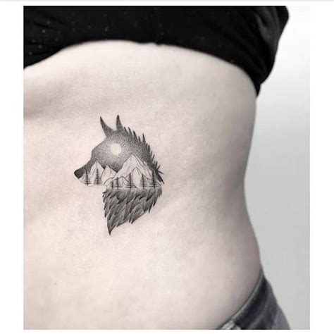 Mountain Range Wolf Silhouette Tattoo Doppelbelichtung Tattoo Vorlagen